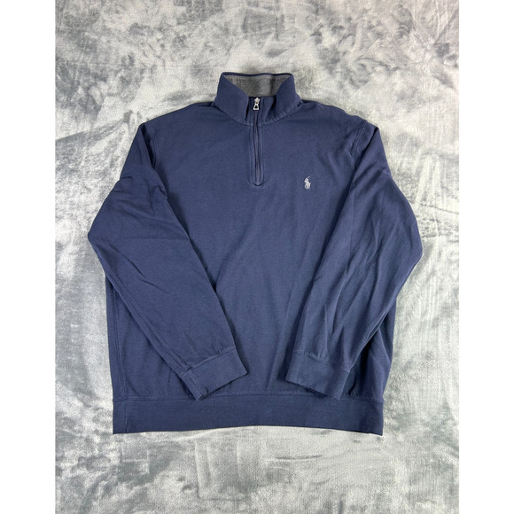 Polo Ralph Lauren 1/4 Zip Pullover Navy Blue‎ Size XL Men's Cotton Sweater - Picture 1 of 7